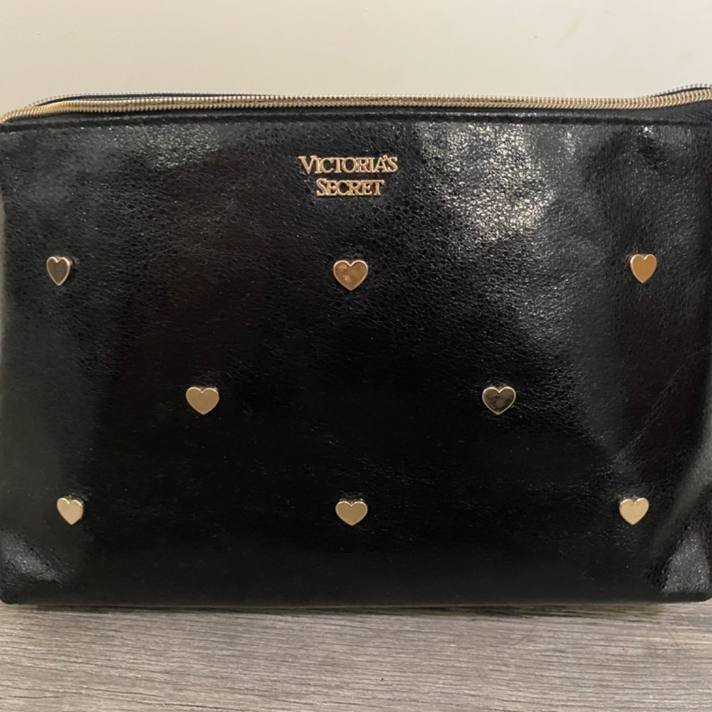 Victoria secret bag black with gold hearts